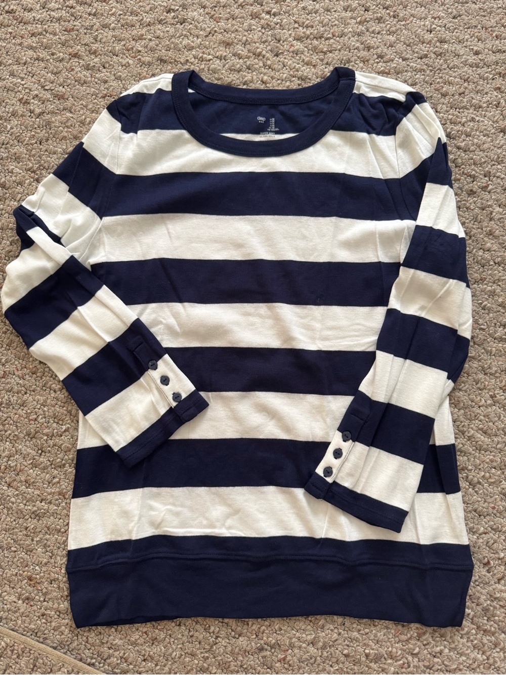 GAP Navy & White Striped Long Sleeve Top